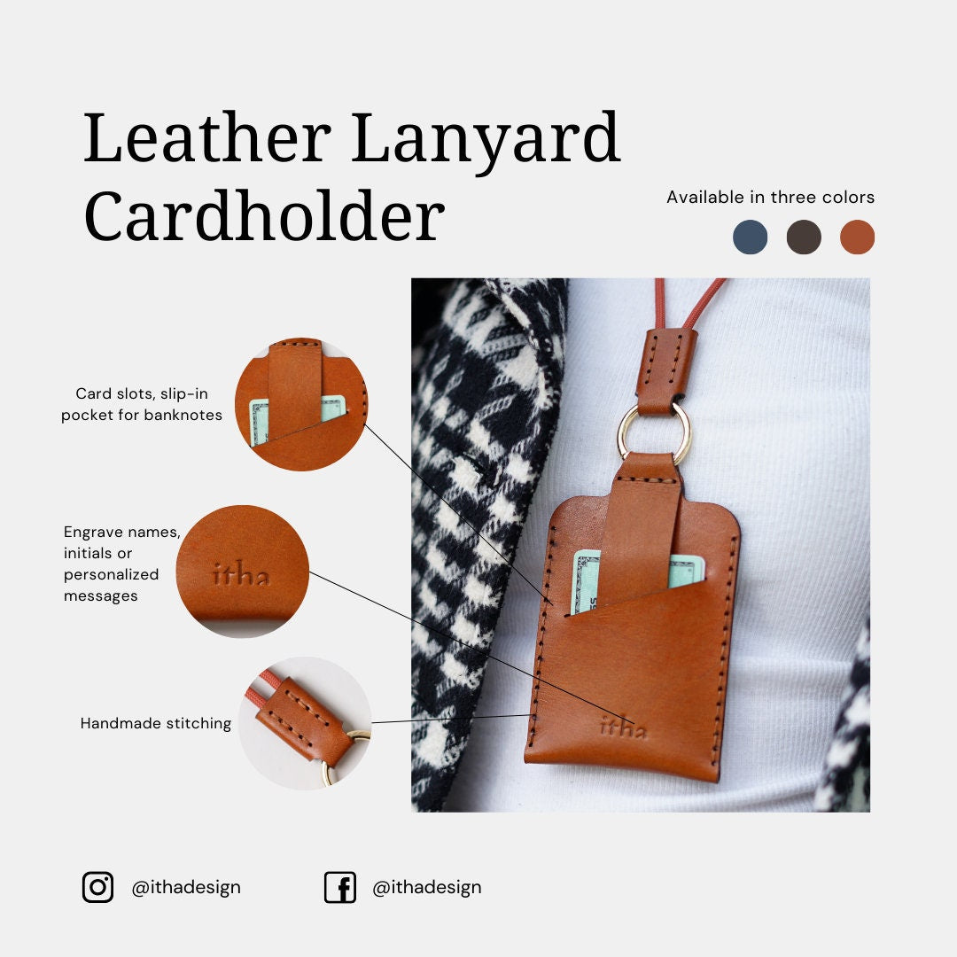 Leather Card Holder with Lanyard